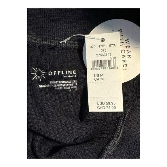 NEW Offline By Aerie Women’s Medium Black Seamless 7/8 Hi-Rise‎ Legging NWT - Picture 3 of 9